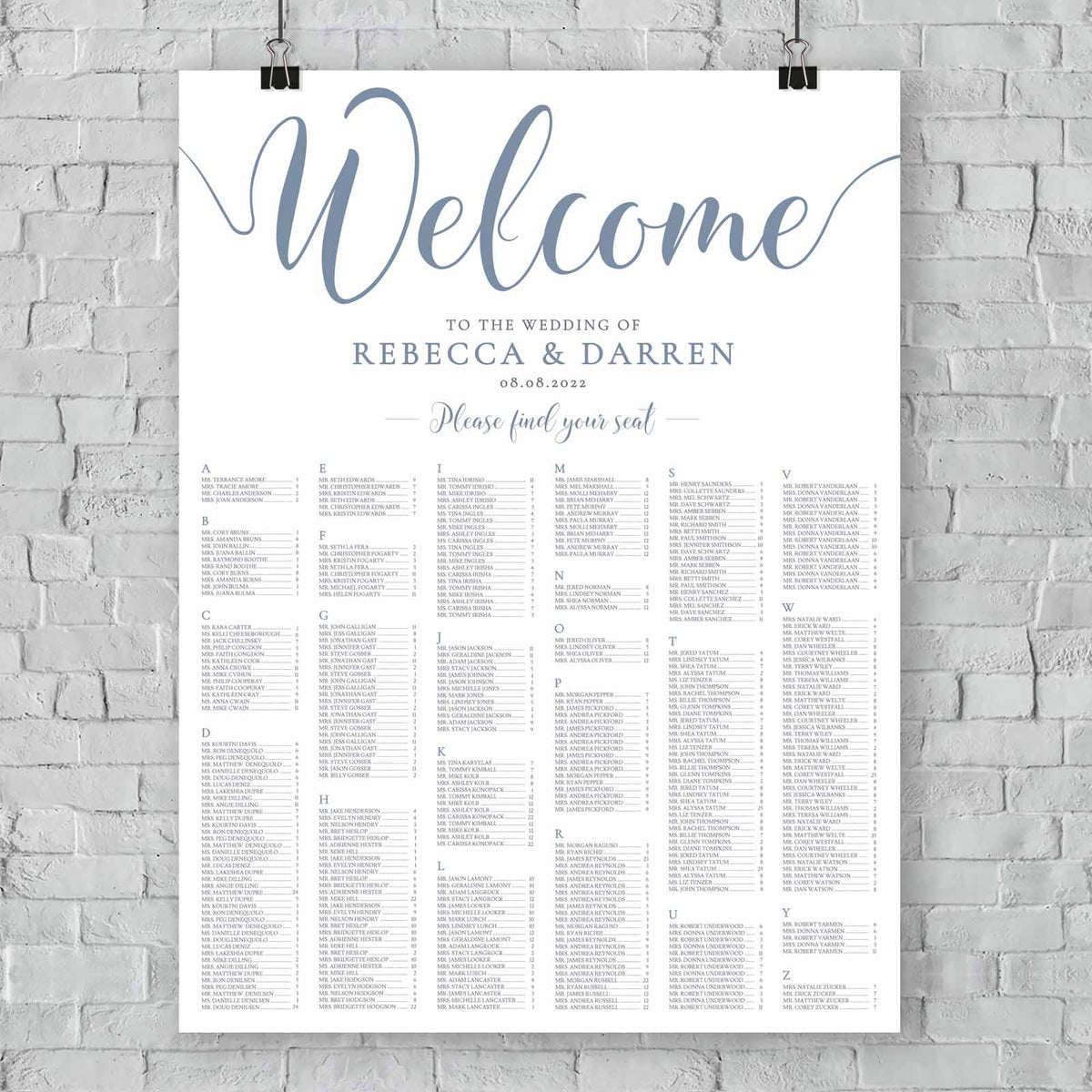 36x48 dusty blue seating plan template