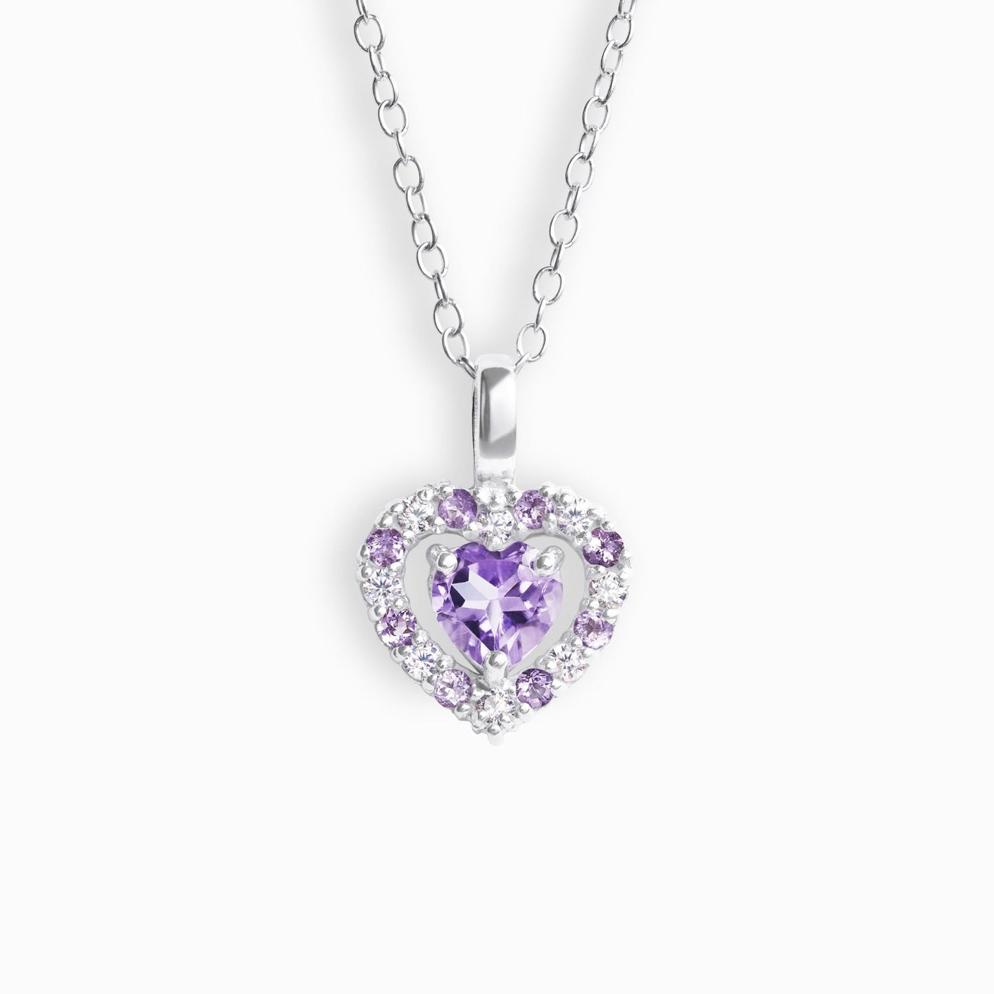 Vianne Purple Heart Lavender Amethyst Pendant Necklace in Sterling Silver