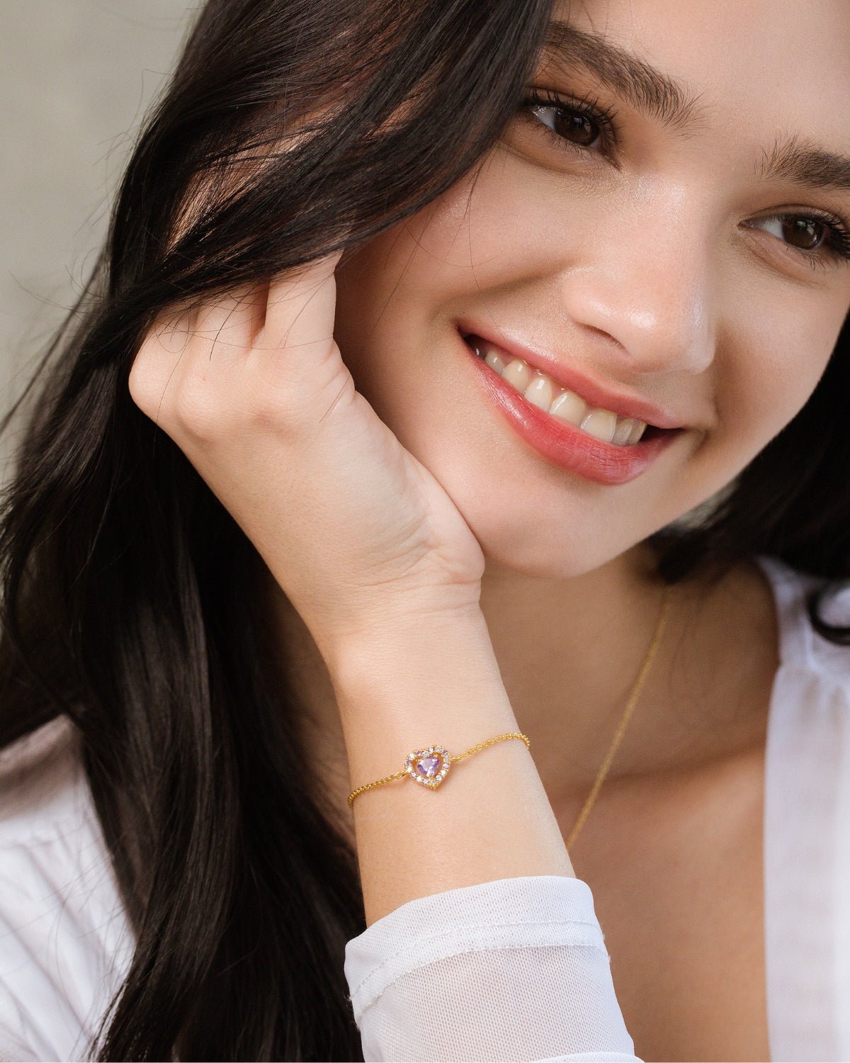 Vianne Purple Heart Lavender Amethyst Bracelet in 18k Gold Vermeil