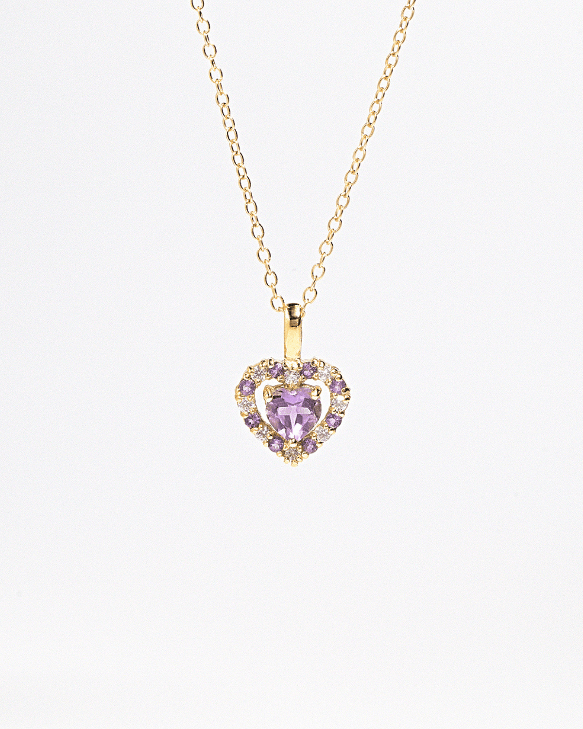 Vianne Purple Heart Lavender Amethyst Pendant Necklace in 18k Gold Vermeil