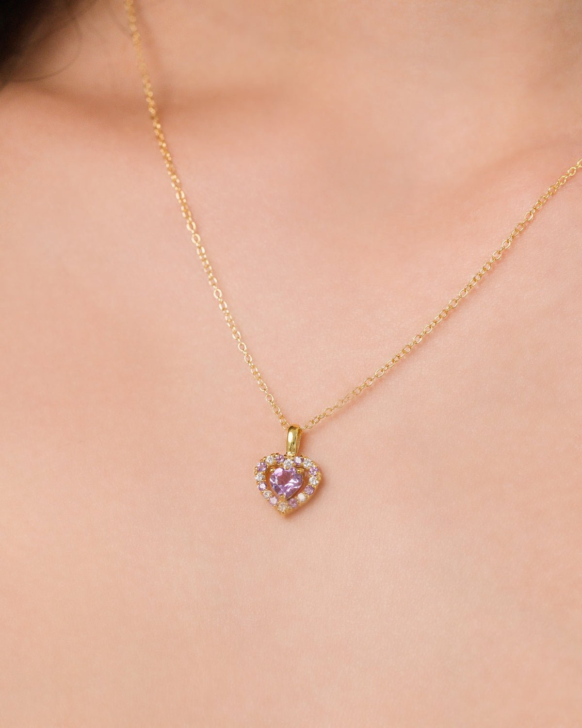Vianne Purple Heart Lavender Amethyst Pendant Necklace in 18k Gold Vermeil