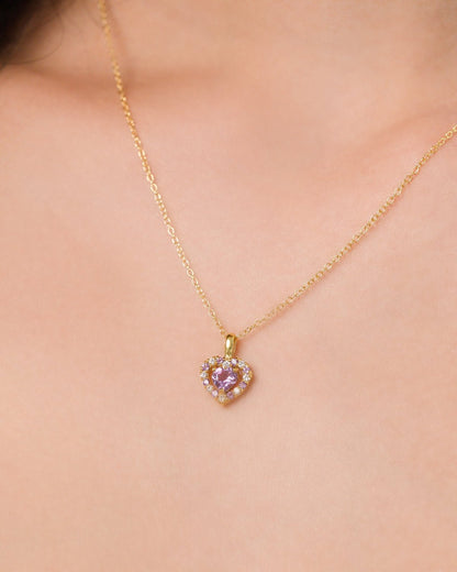 Vianne Purple Heart Lavender Amethyst Pendant Necklace in 18k Gold Vermeil