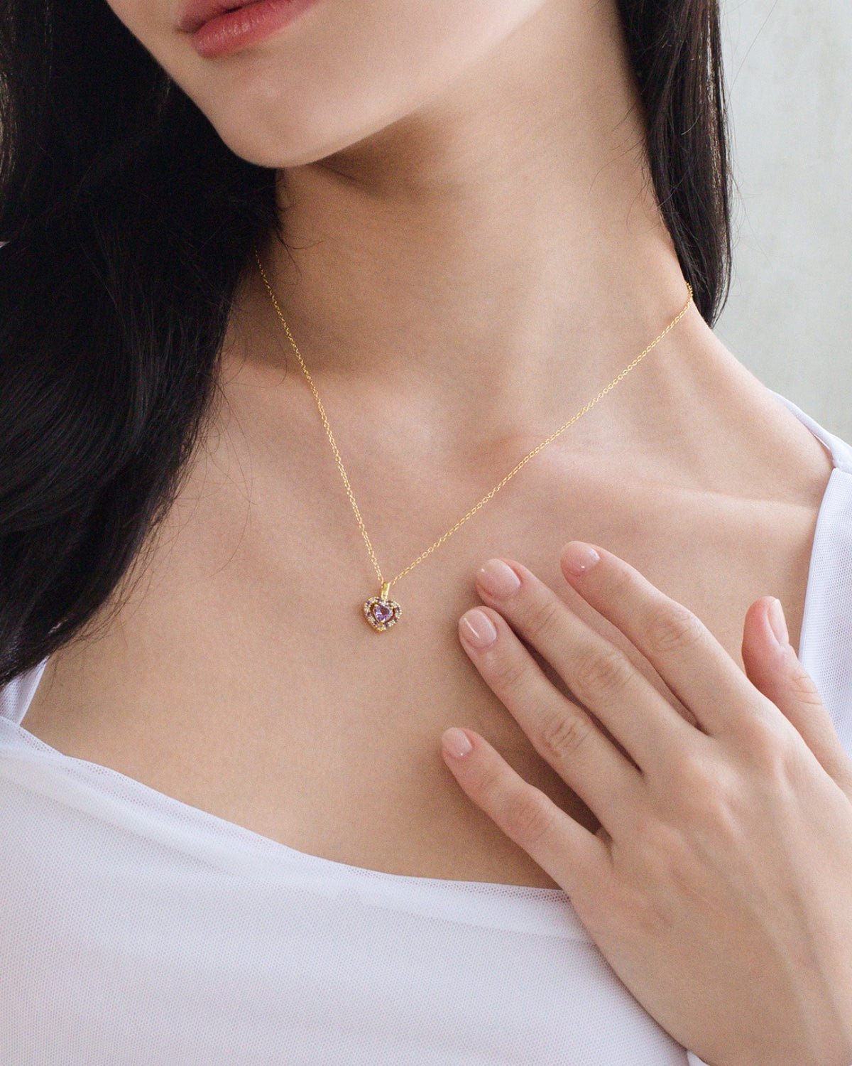 Vianne Purple Heart Lavender Amethyst Pendant Necklace in 18k Gold Vermeil