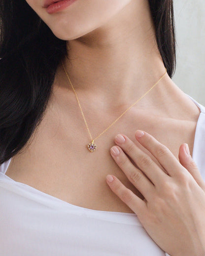 Vianne Purple Heart Lavender Amethyst Pendant Necklace in 18k Gold Vermeil