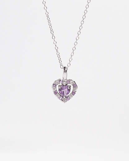 Vianne Purple Heart Lavender Amethyst Pendant Necklace in Sterling Silver