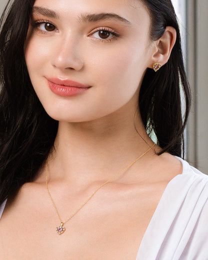 Vianne Purple Heart Lavender Amethyst Pendant Necklace in 18k Gold Vermeil