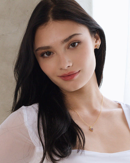 Vianne Purple Heart Lavender Amethyst Stud Earrings in 18k Gold Vermeil