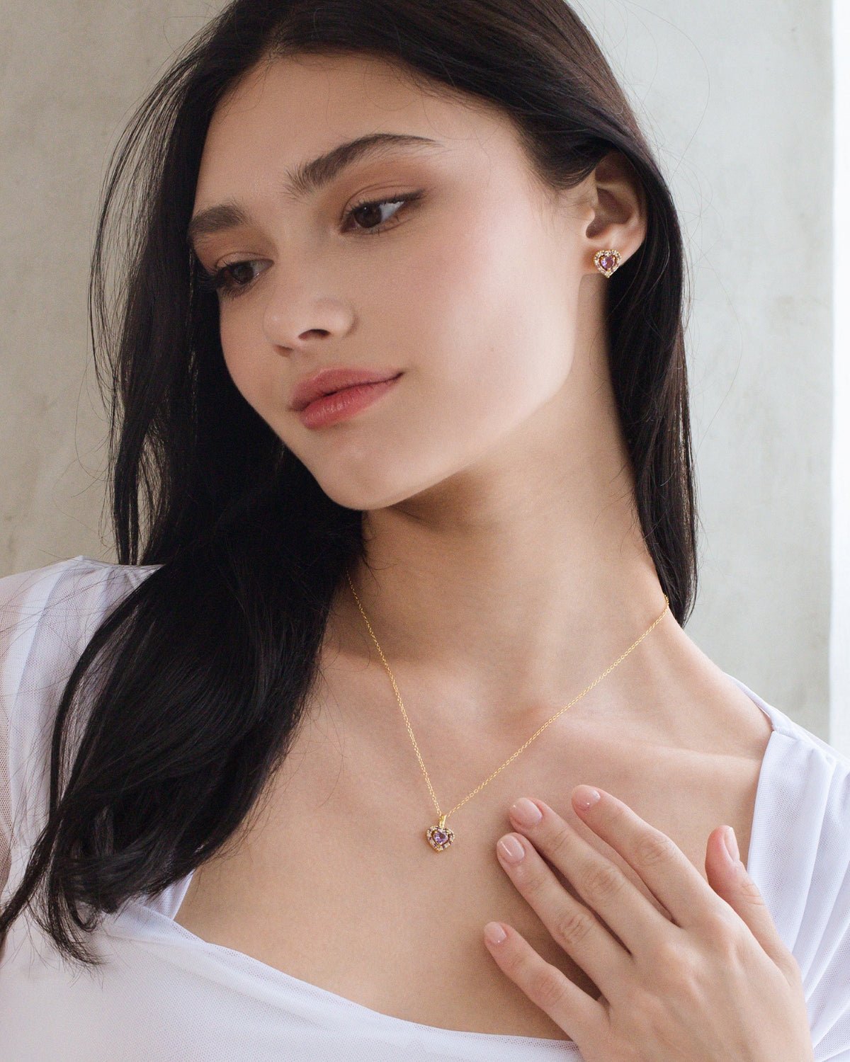 Vianne Purple Heart Lavender Amethyst Stud Earrings in 18k Gold Vermeil