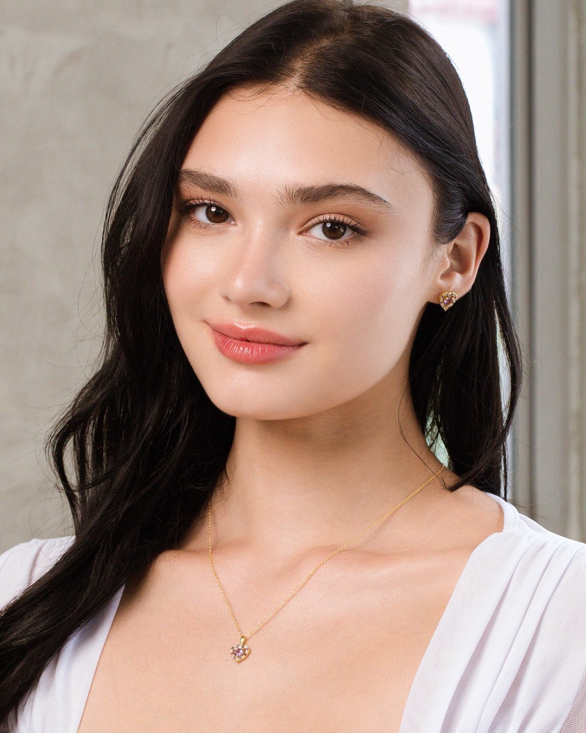 Vianne Purple Heart Lavender Amethyst Stud Earrings in 18k Gold Vermeil