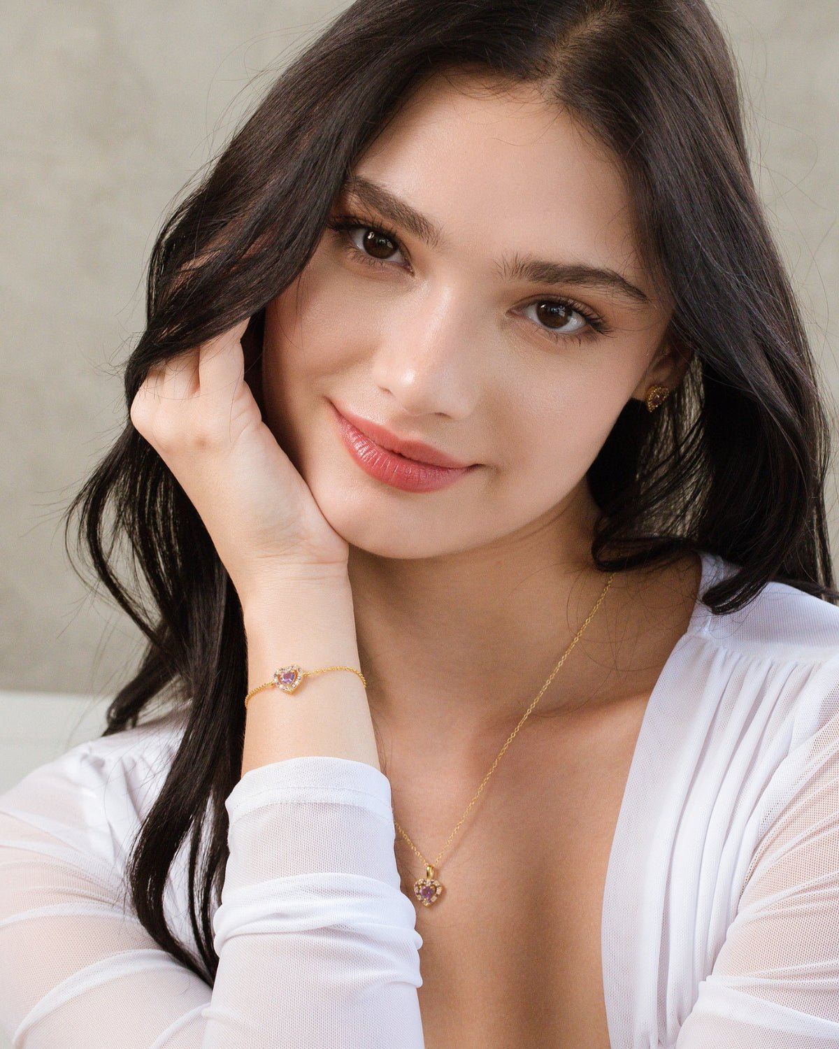 Vianne Purple Heart Lavender Amethyst Jewellery Set in 18k Gold Vermeil