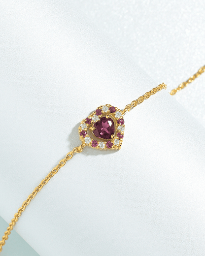 Vianne Red Heart Rhodolite Garnet Jewellery Set in 18k Gold Vermeil