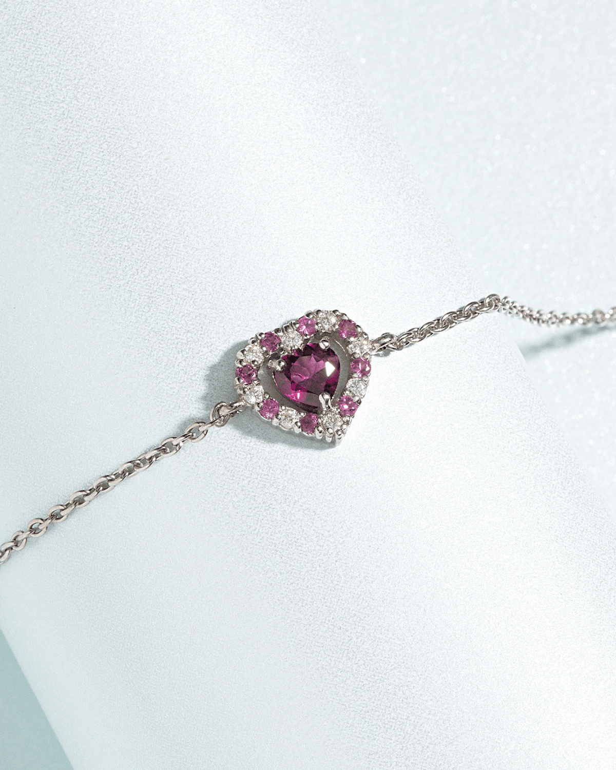 Vianne Red Heart Rhodolite Garnet Bracelet in Sterling Silver