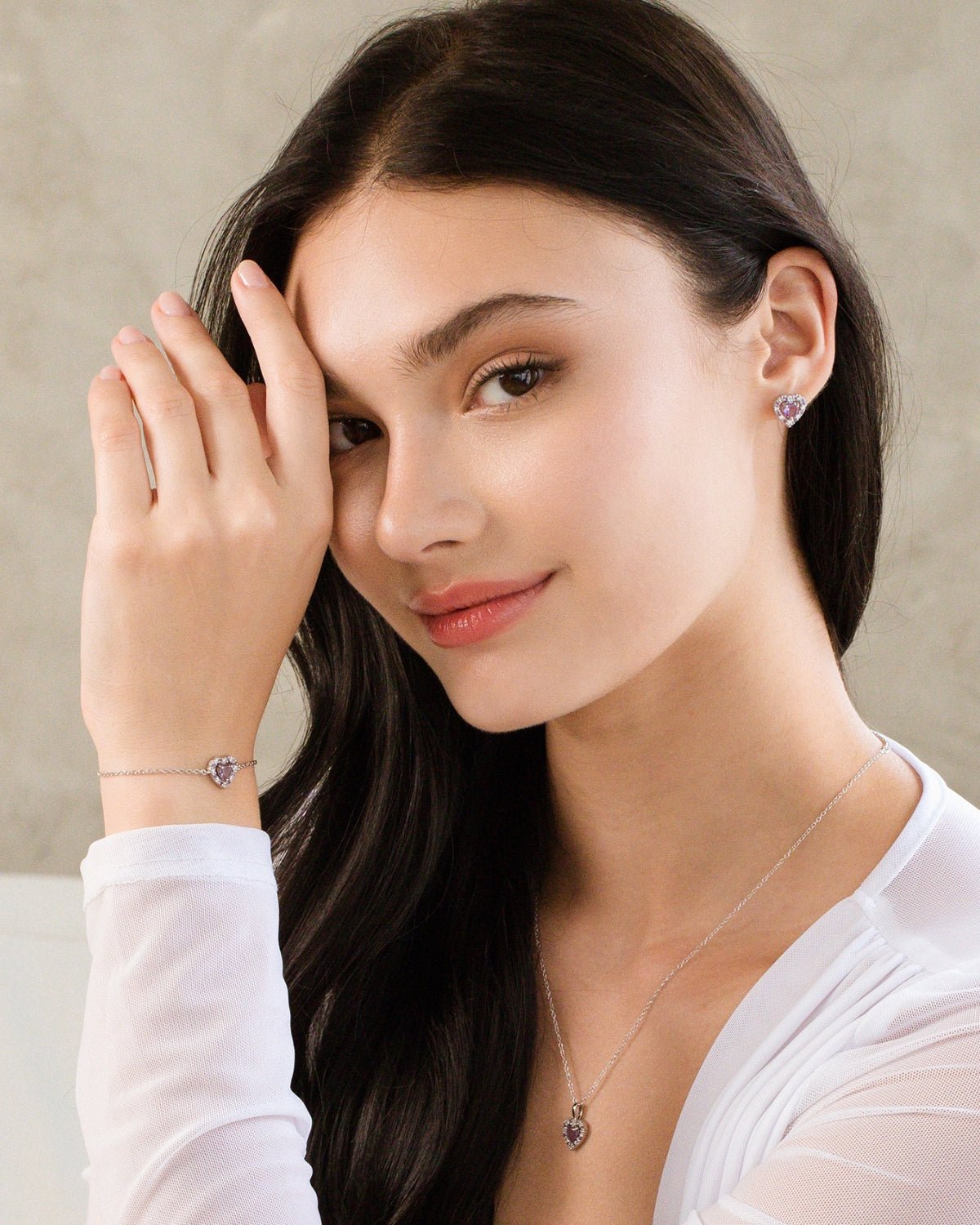 Vianne Purple Heart Lavender Amethyst Bracelet in Sterling Silver