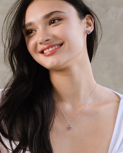 Vianne Purple Heart Lavender Amethyst Pendant Necklace in Sterling Silver