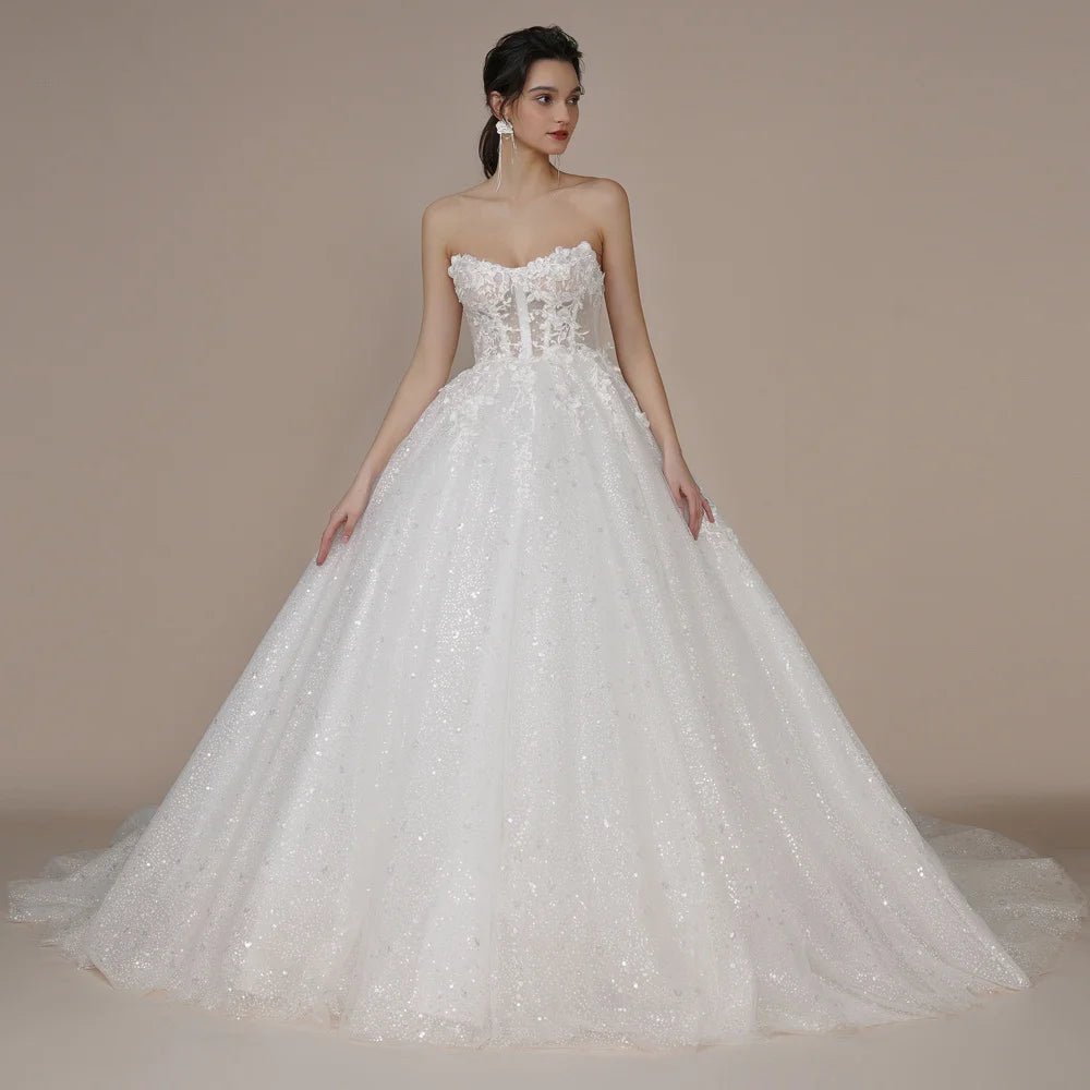 Strapless Ivory Princess Wedding Dress