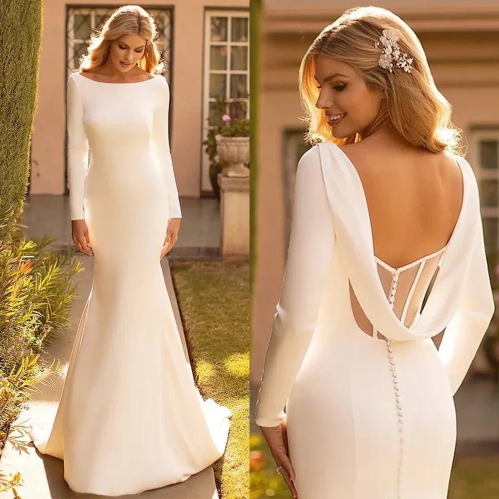 Elegant Satin Mermaid Wedding Dress split-image