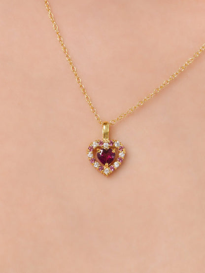 Vianne Red Heart Rhodolite Garnet Jewellery Set in 18k Gold Vermeil