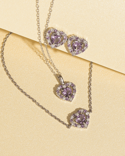 Vianne Purple Heart Lavender Amethyst Bracelet in Sterling Silver