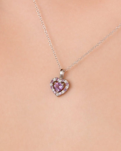 Vianne Purple Heart Lavender Amethyst Pendant Necklace in Sterling Silver