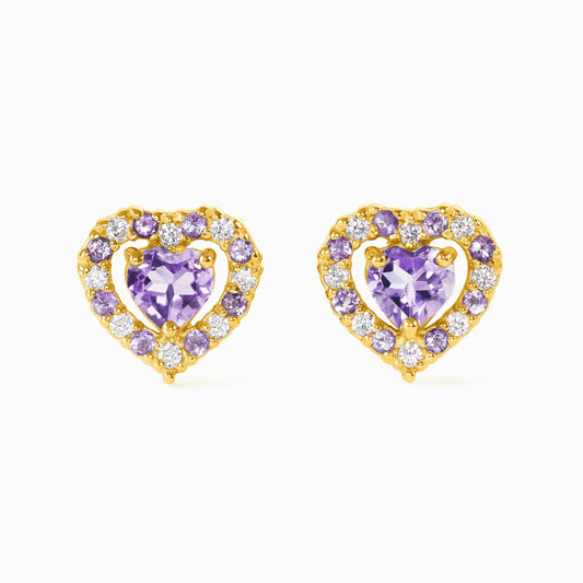 Vianne Purple Heart Lavender Amethyst Stud Earrings in 18k Gold Vermeil