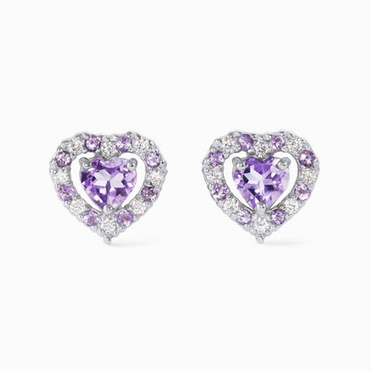 Vianne Purple Heart Lavender Amethyst Stud Earrings in Sterling Silver