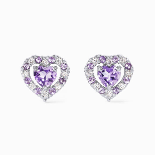 Vianne Purple Heart Lavender Amethyst Stud Earrings in Sterling Silver