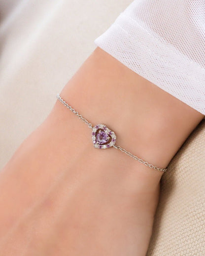 Vianne Purple Heart Lavender Amethyst Bracelet in Sterling Silver