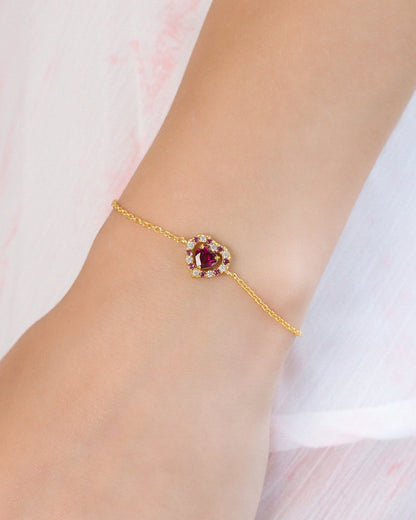 Vianne Red Heart Rhodolite Garnet Jewellery Set in 18k Gold Vermeil