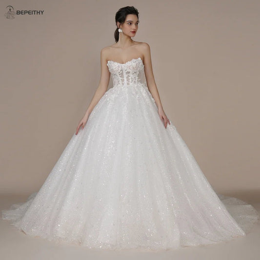 Strapless Ivory Princess Wedding Dress