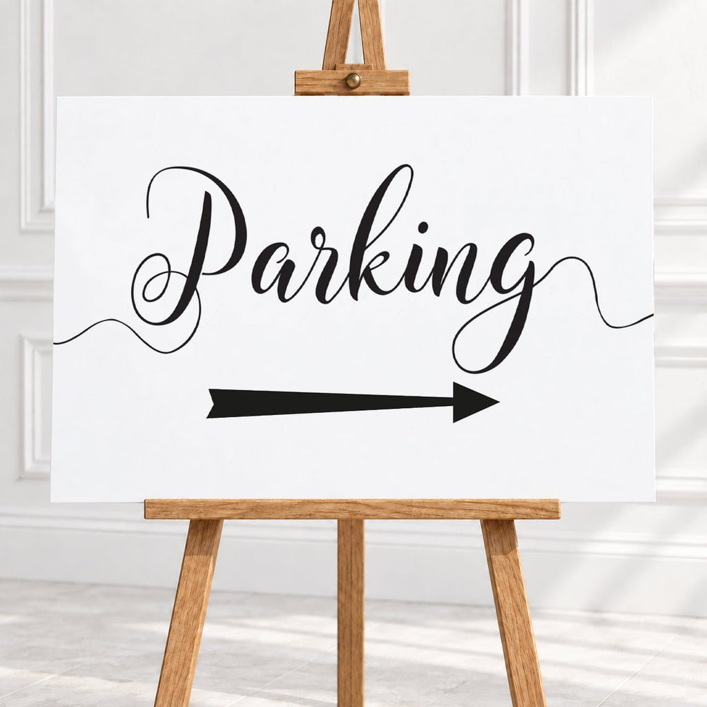 Black & White Parking Arrow Sign – 12 × 16″ or 16 × 24″