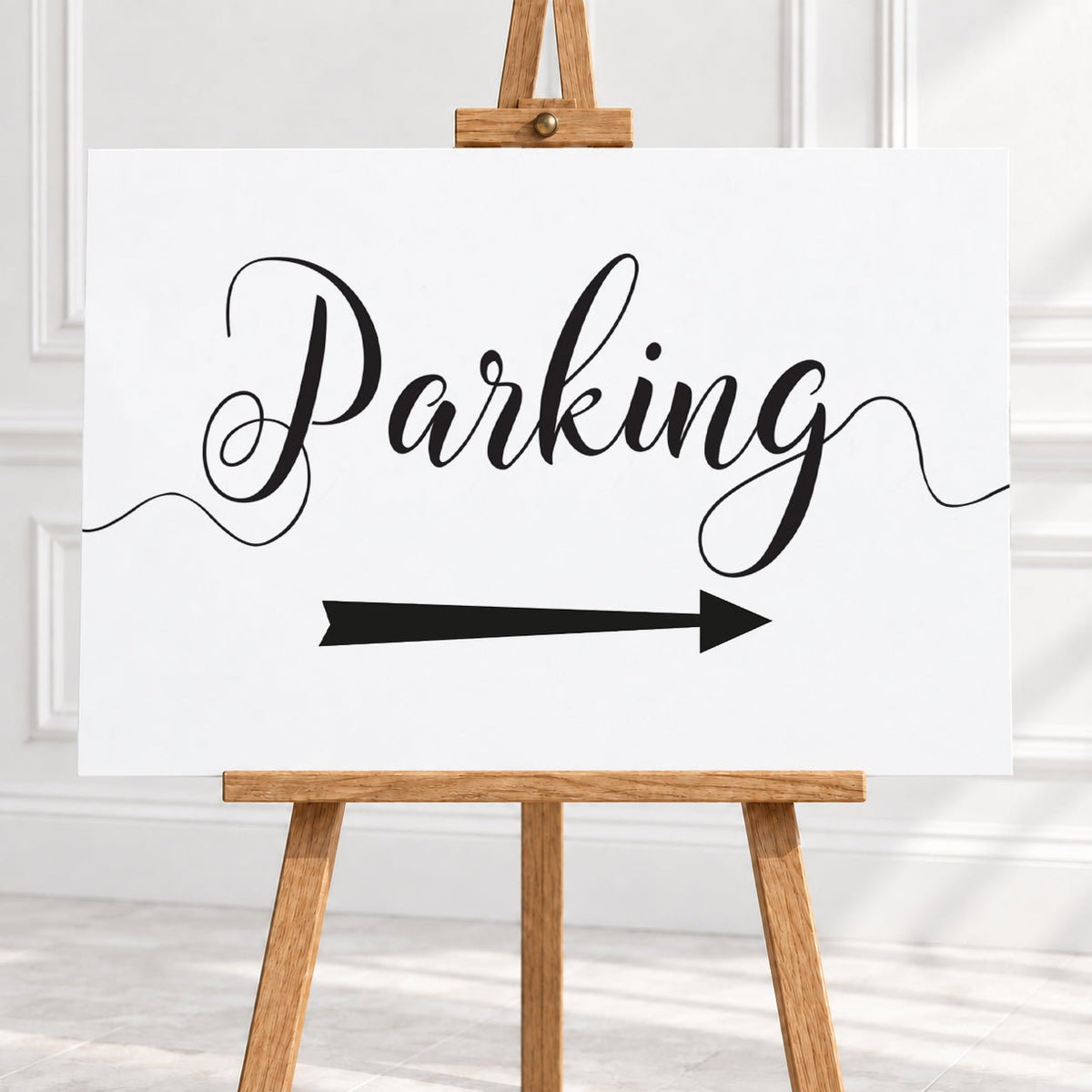 Black & White Parking Arrow Sign – 12 × 16″ or 16 × 24″
