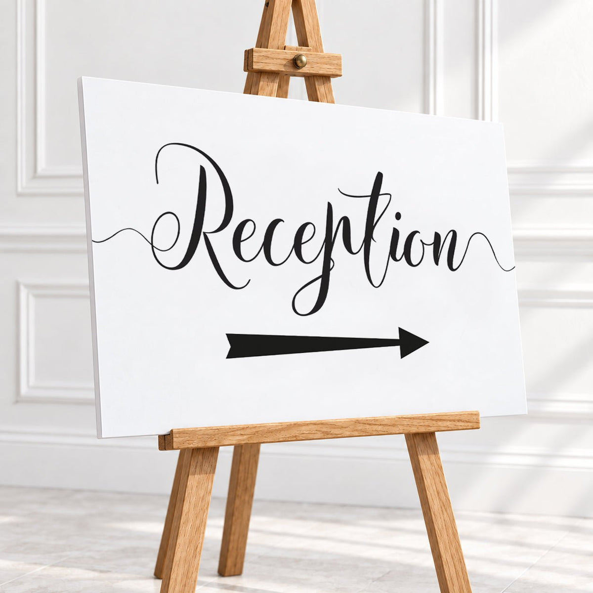 Black & White Reception Arrow Sign – 12 × 16″ or 16 × 24″