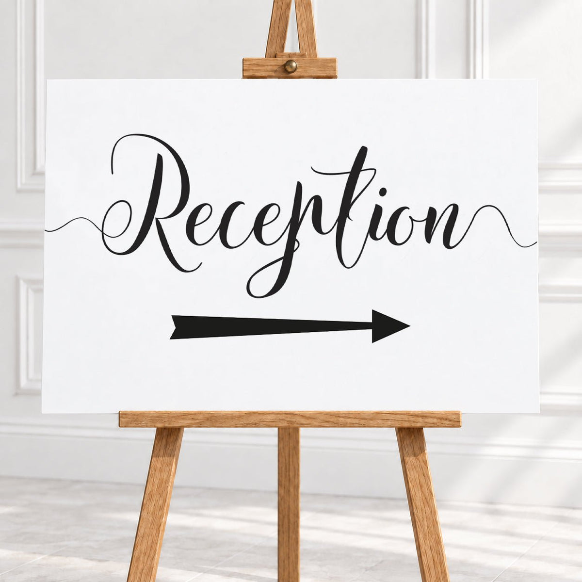 Black & White Reception Arrow Sign – 12 × 16″ or 16 × 24″