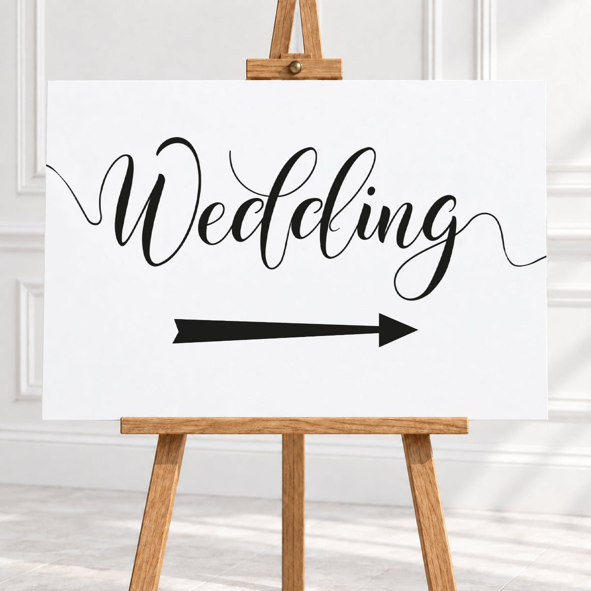 Black & White Wedding Arrow Sign – 12 × 16″ or 16 × 24″