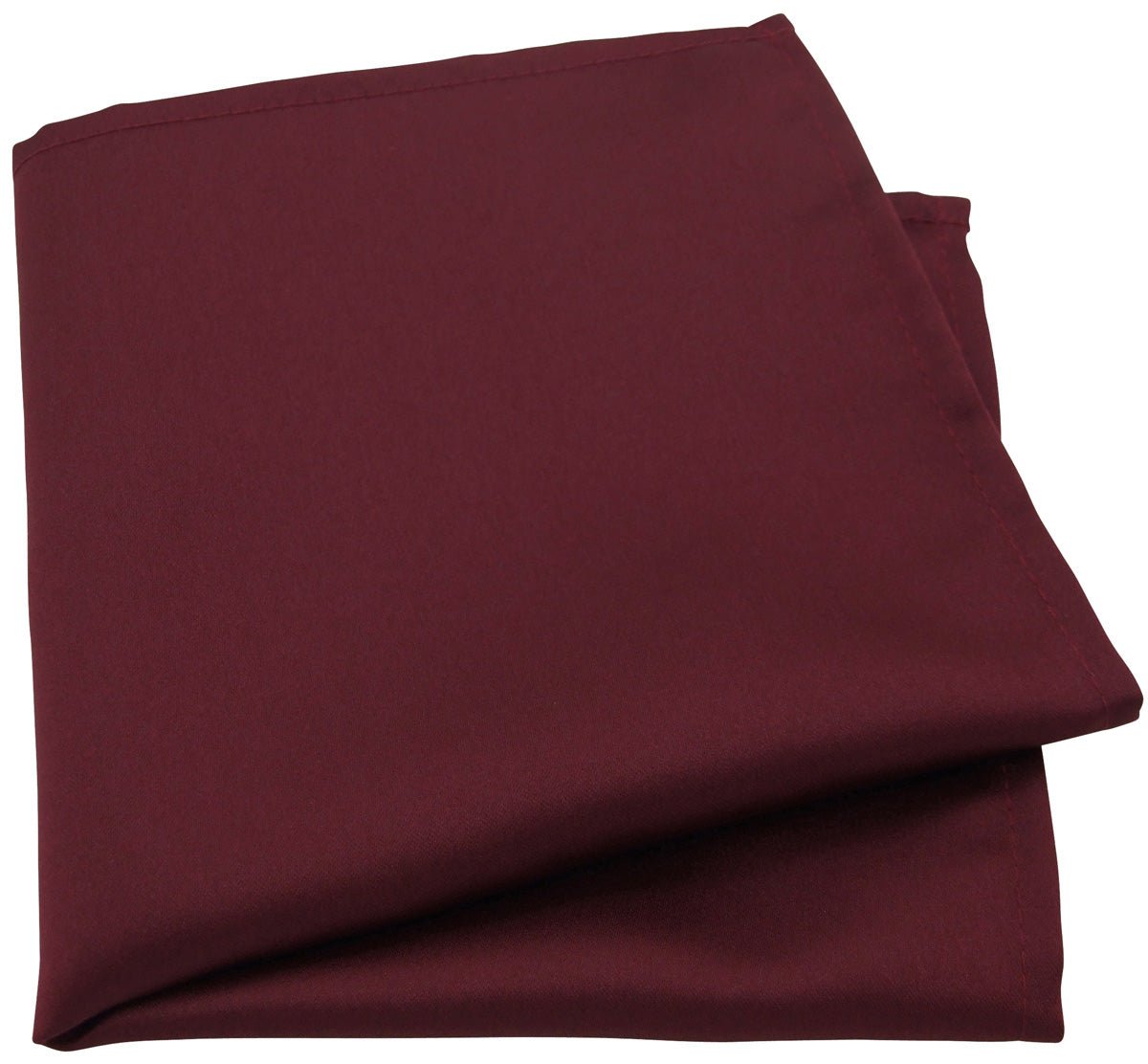 A close-up view of a single folded claret pocket square.