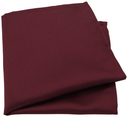 A close-up view of a single folded claret pocket square.