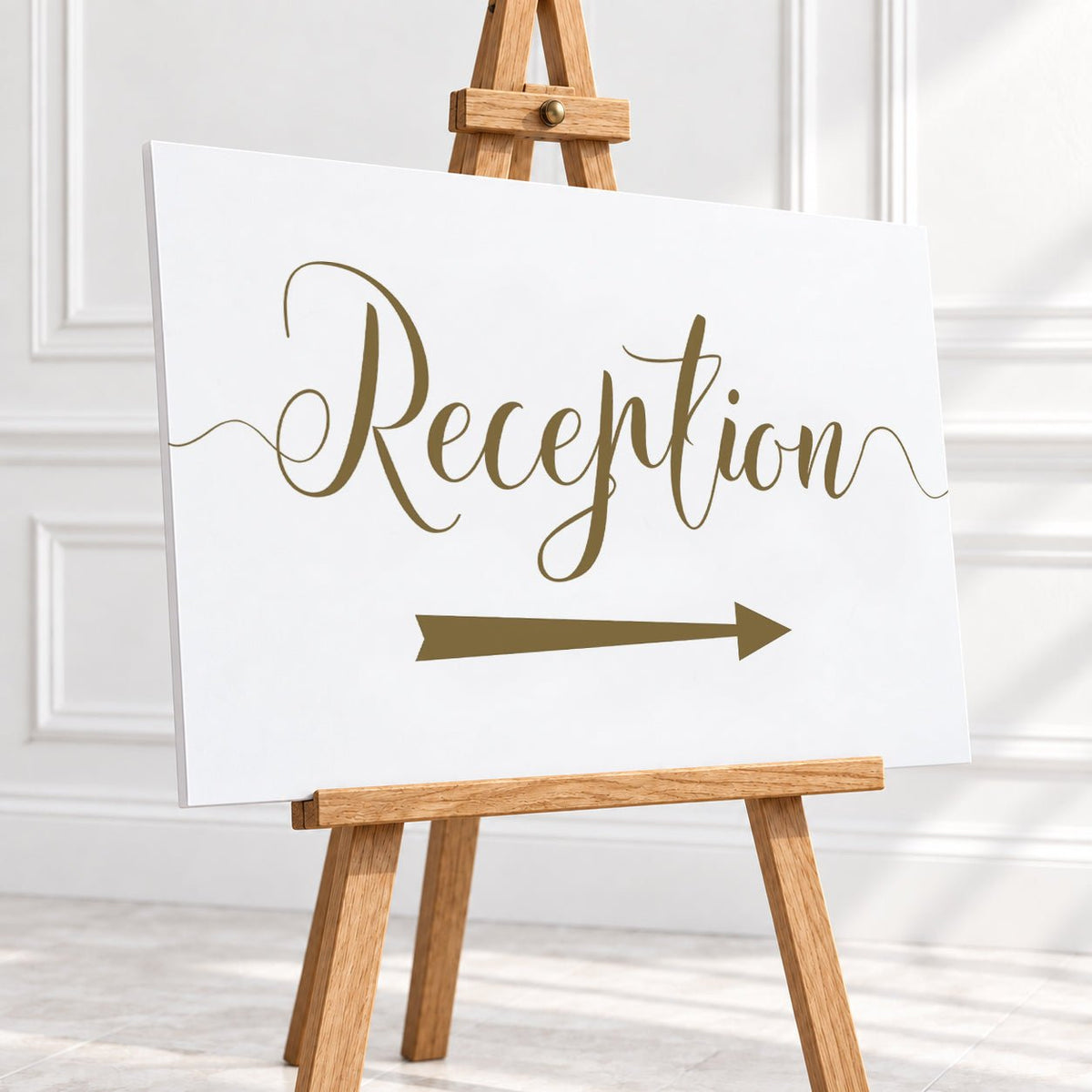 Gold Script Reception Arrow Sign – 12 × 16″ or 16 × 24″