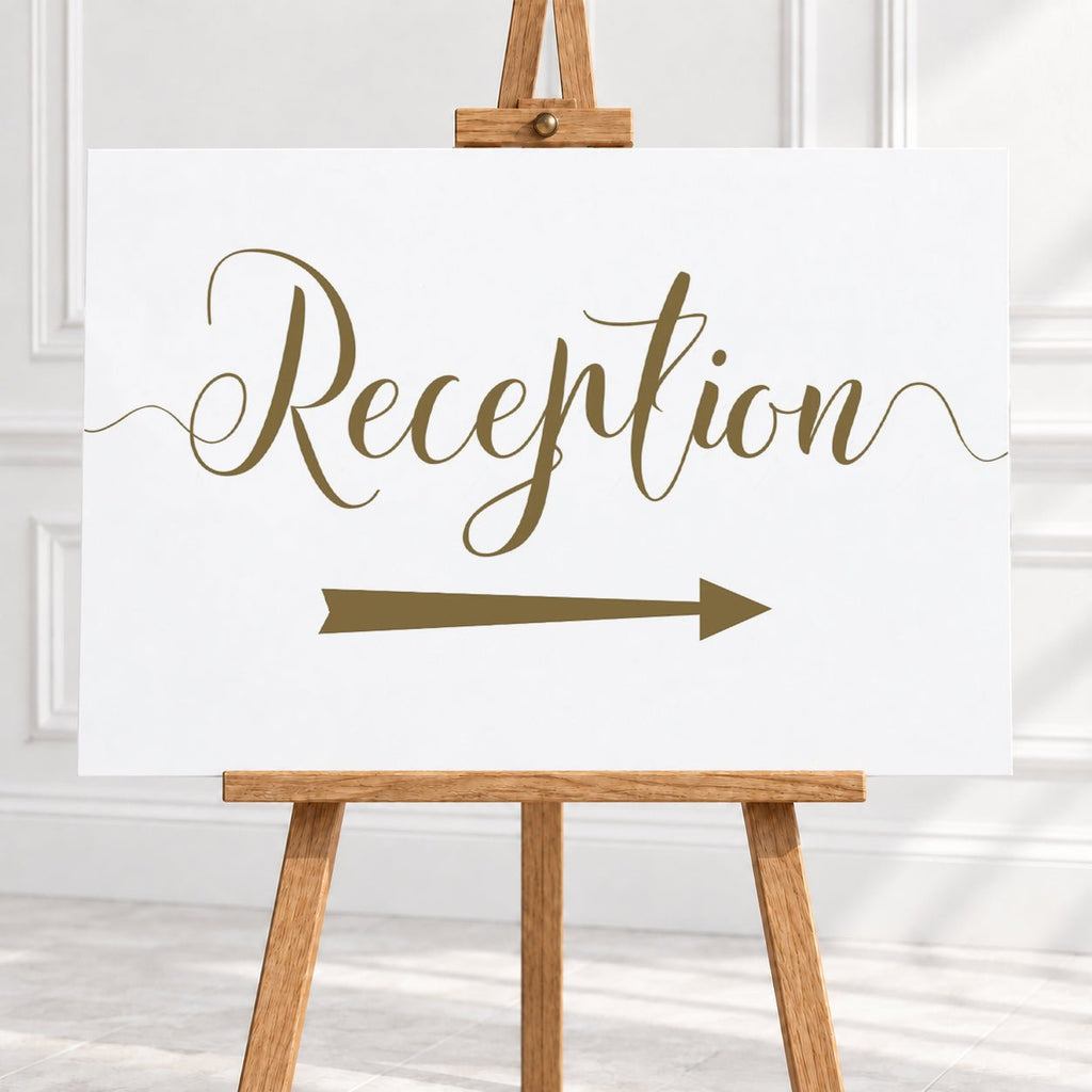 Gold Script Reception Arrow Sign – 12 × 16″ or 16 × 24″