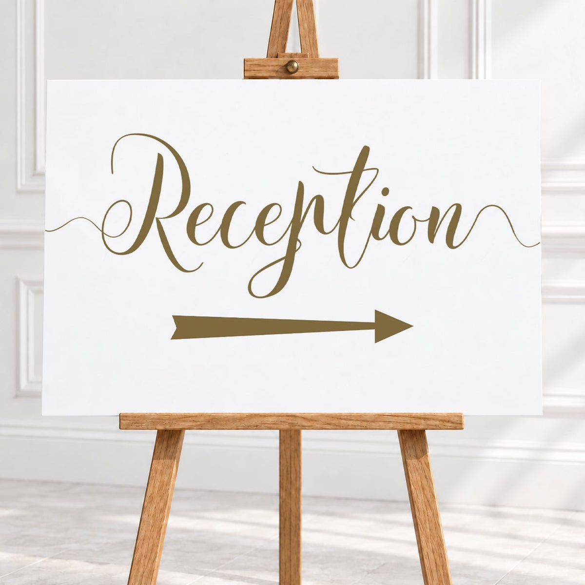 Gold Script Reception Arrow Sign – 12 × 16″ or 16 × 24″