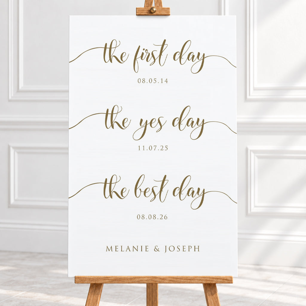 Our Love Story – Gold Personalised Wedding Milestone Sign