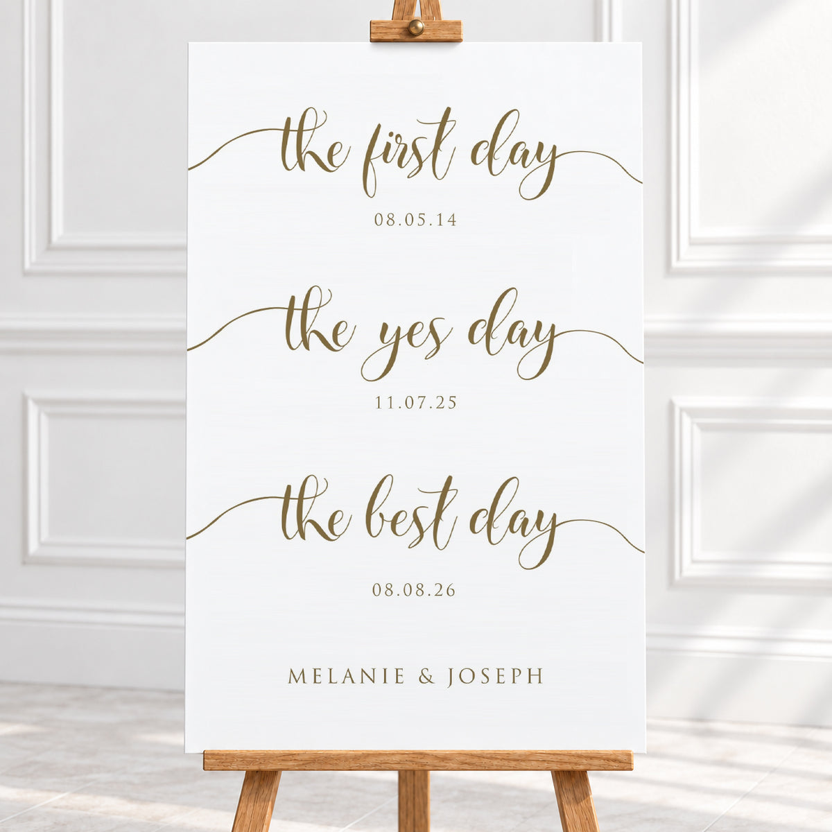 Our Love Story – Gold Personalised Wedding Milestone Sign