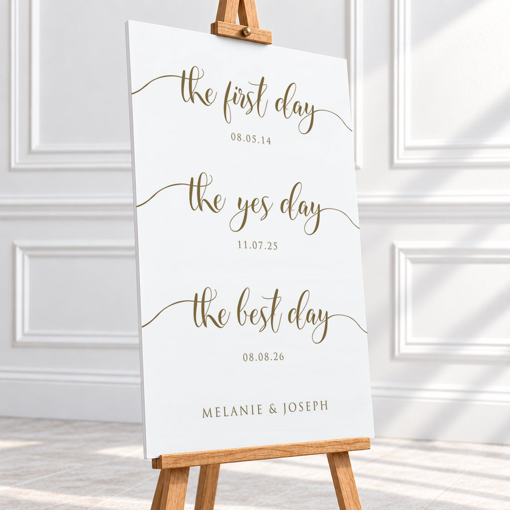 Our Love Story – Gold Personalised Wedding Milestone Sign
