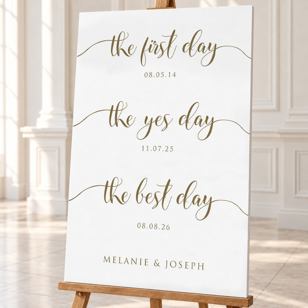 Our Love Story – Gold Personalised Wedding Milestone Sign