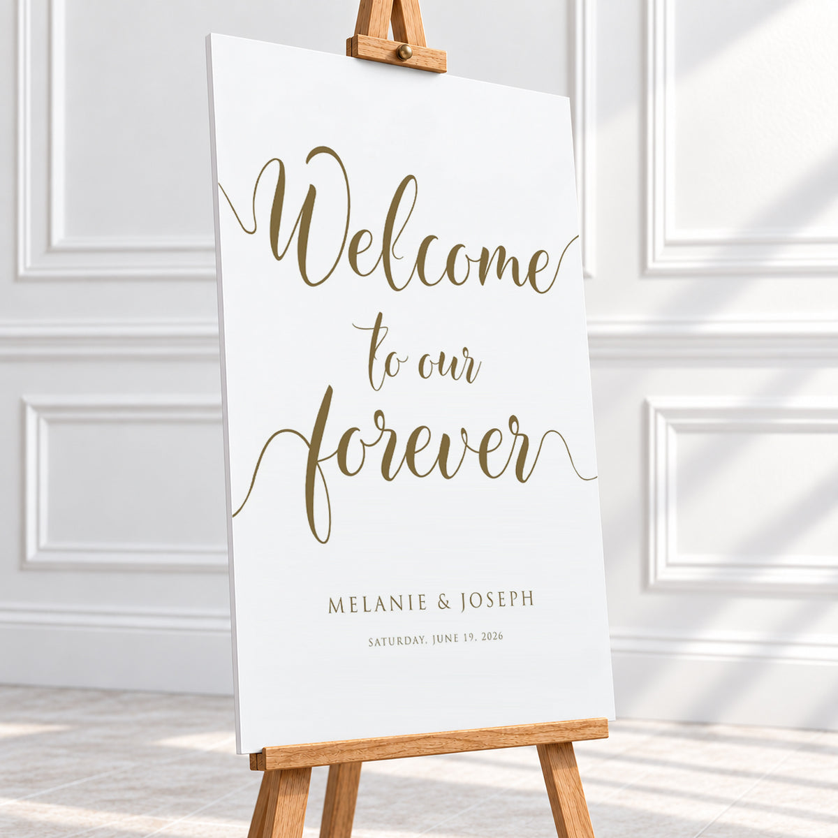 Welcome to Our Forever – Gold Personalised Wedding Welcome Sign