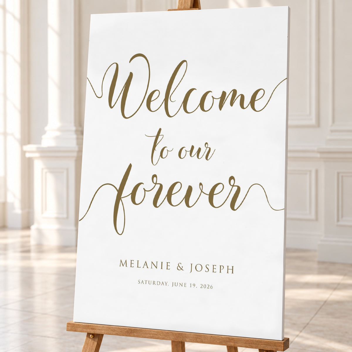 Welcome to Our Forever – Gold Personalised Wedding Welcome Sign