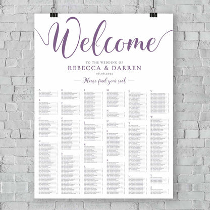 large purple seating chart template
