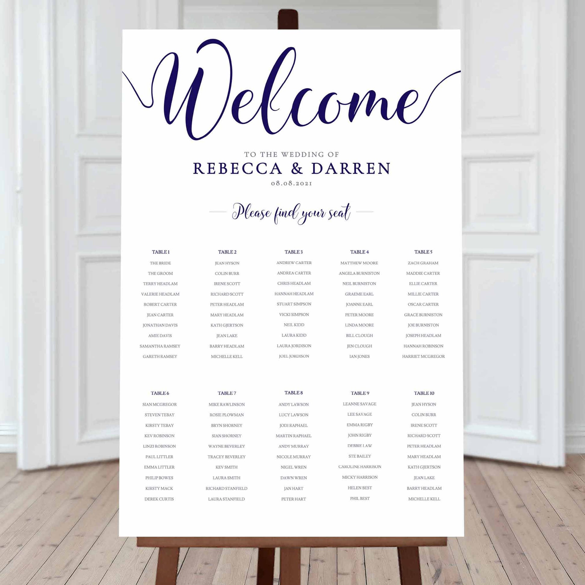 nautical seating chart template with 10 tables