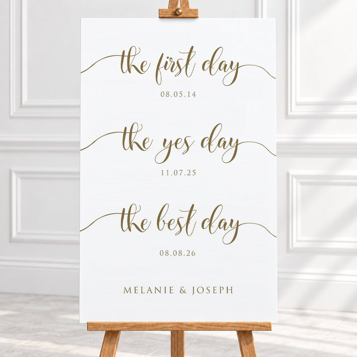 Our Love Story – Gold Personalised Wedding Milestone Sign - We Do Bou