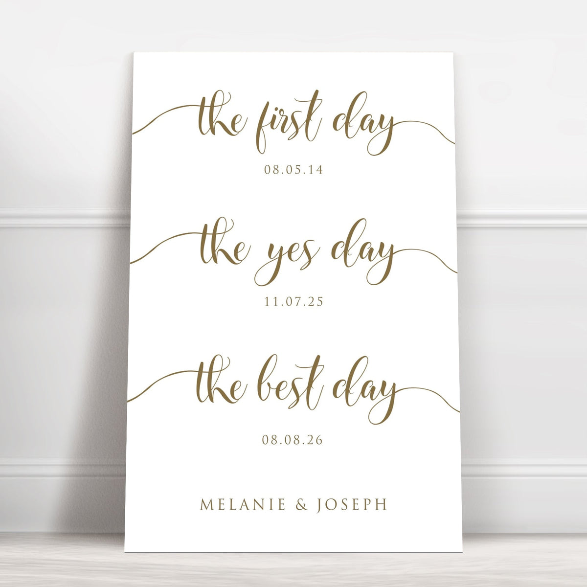 Our Love Story – Gold Personalised Wedding Milestone Sign - We Do Bou