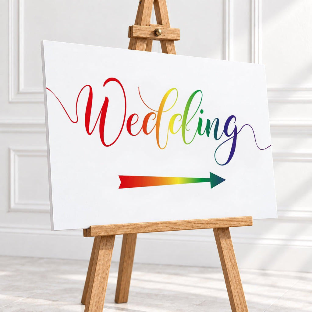 Pride Rainbow Wedding Arrow Sign – 12 × 16″ or 16 × 24″